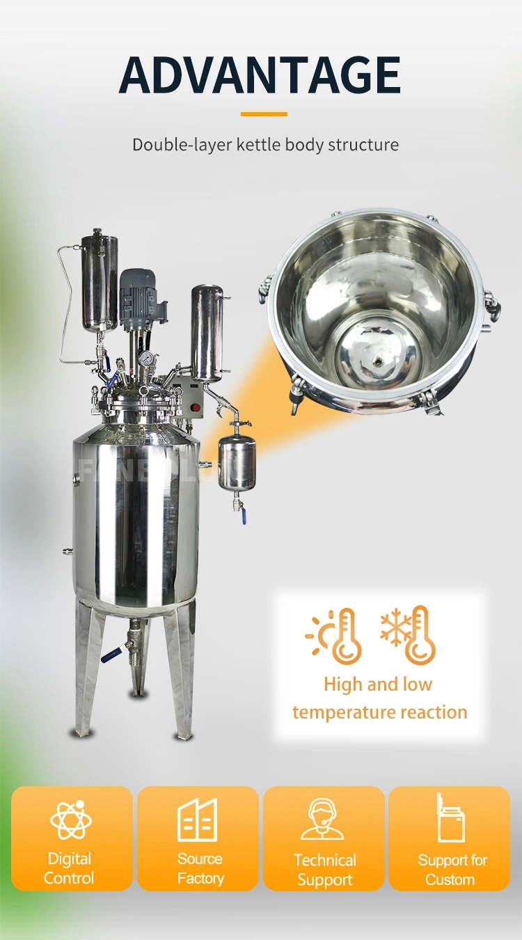 100L Explosion-Proof Motor Jacketed Reaction Kettle Chemical Mixing Reactor Vessel Tank Lab Stainless Steel Reactor