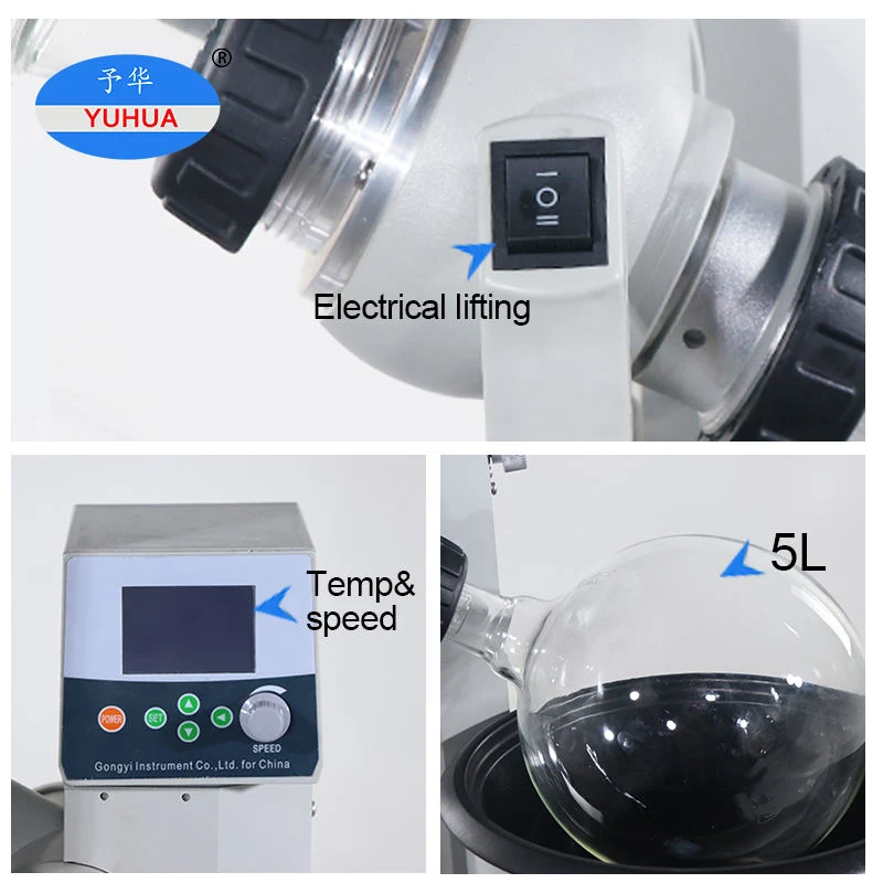 Yuhua Yre-5000e 5L Rotovap Rotary Evaporator with Electrical Lift and Vacuum Distillation School University Lab Equipment